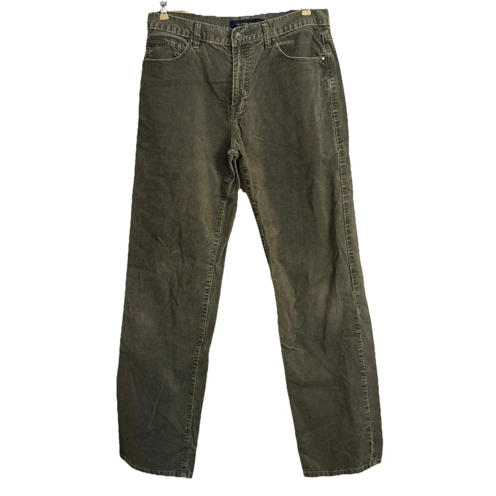 Calvin Klein Jeans‎ Corduroy Men's Pants Jeans Dark Gray/Green Size 34